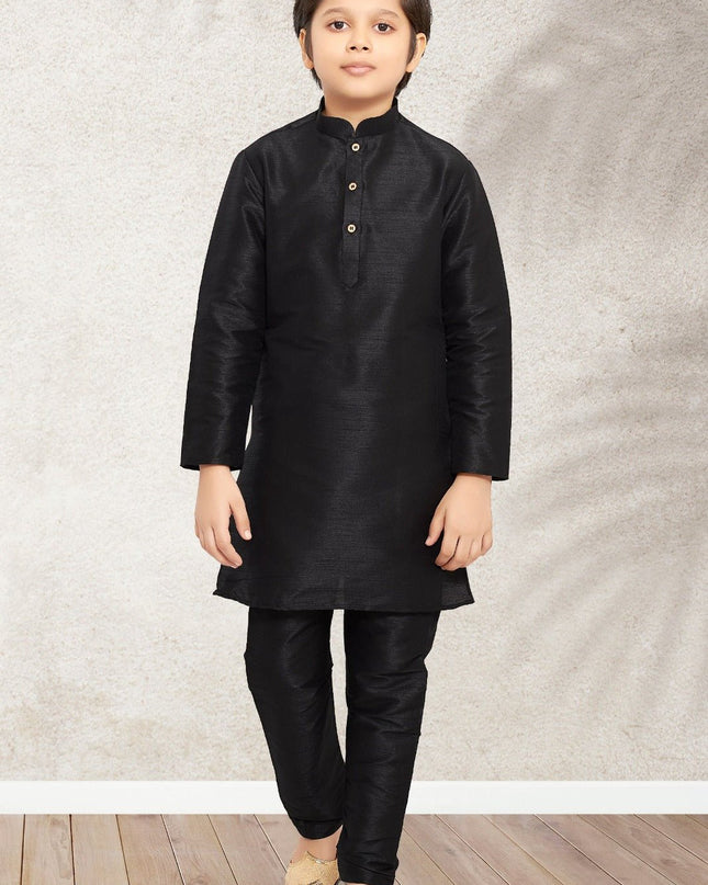 Premium Kids Luxe Banarasi Silk Traditional Kurta Churidar Pyjama Set - Rosepetals Luxe