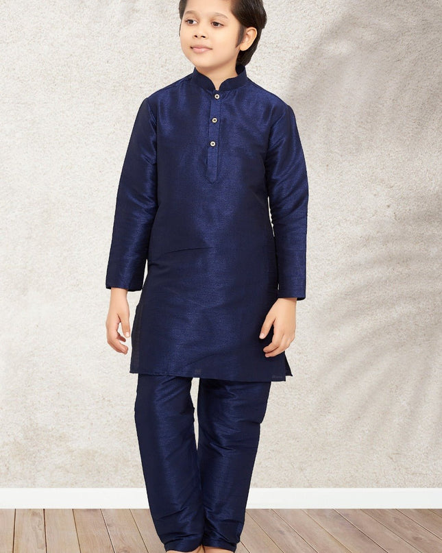 Premium Kids Luxe Banarasi Silk Traditional Kurta Churidar Pyjama Set - Rosepetals Luxe