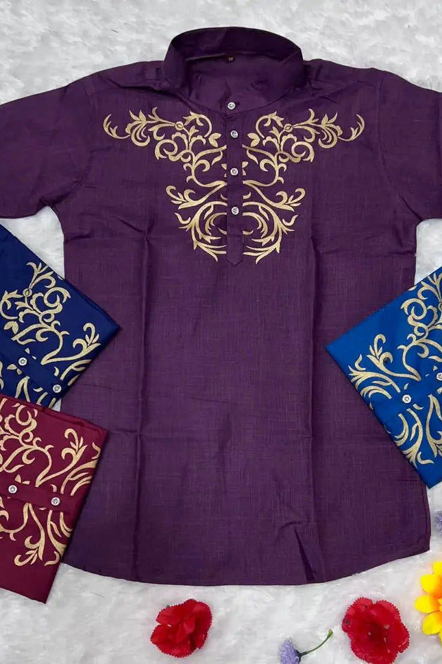 Premium Magic Cotton Foil Print Jippa for Men | Traditional Kerala Festive Kurta | Sizes M–5XL - Rosepetals Luxe