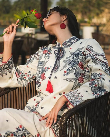 Premium Maslin Cotton Kurti & Plazzo Set | Heavy Embroidery & Handmade Latkan - Rosepetals Luxe