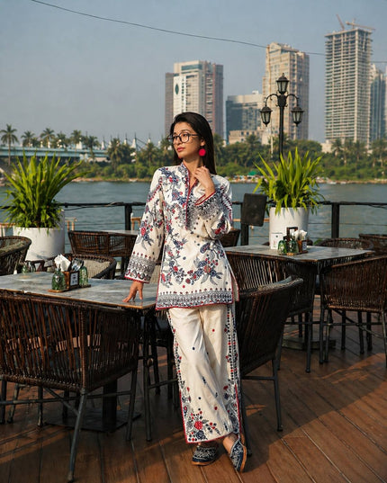 Premium Maslin Cotton Kurti & Plazzo Set | Heavy Embroidery & Handmade Latkan - Rosepetals Luxe