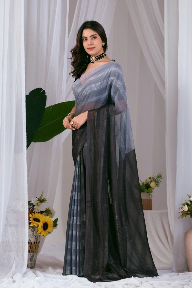 Premium Monsoon Saree With Deep Black And Smoky Grey Tones | Elegant and Timeless Look - Rosepetals Luxe