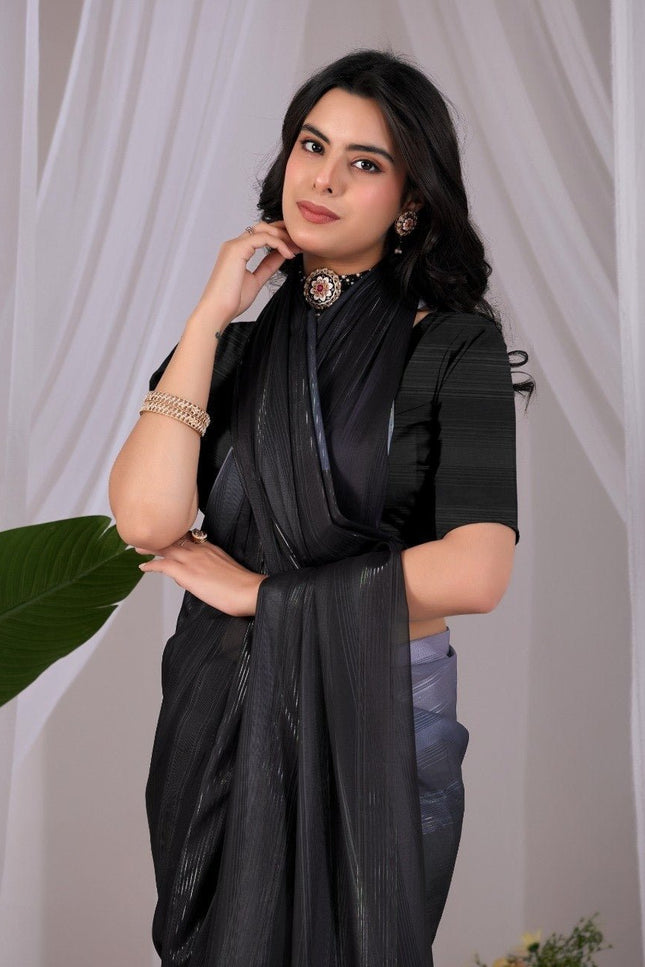 Premium Monsoon Saree With Deep Black And Smoky Grey Tones | Elegant and Timeless Look - Rosepetals Luxe