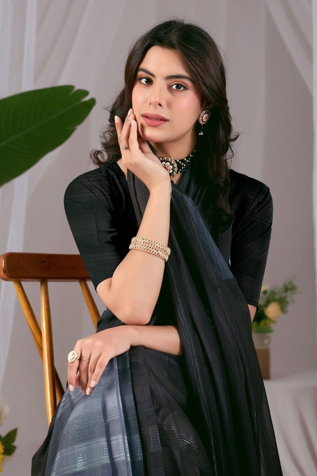 Premium Monsoon Saree With Deep Black And Smoky Grey Tones | Elegant and Timeless Look - Rosepetals Luxe