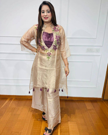 Premium Organza Kurti with Blouse & Pant Set - Rosepetals Luxe