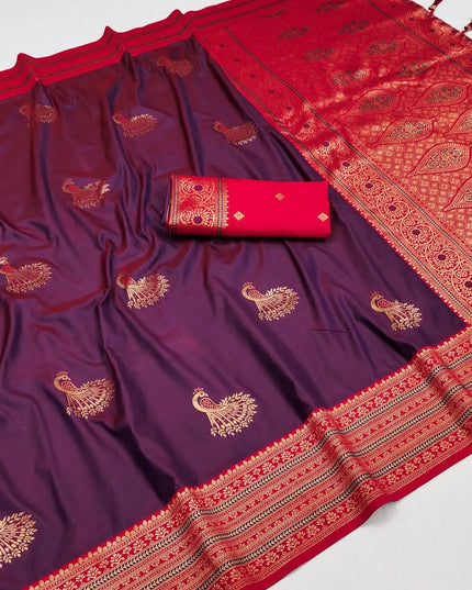Premium Paithani Silk Saree | Meenakari Peacock Zari Weave | Korvai Border | 7 Colours - Rosepetals Luxe