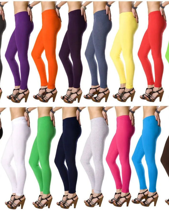 Premium Plain Straight Fit Cotton Leggings for Women | Soft Stretch Daily Wear Bottoms - Rosepetals Luxe