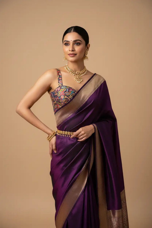 Premium Position Banarasi Mina Weaving Blouse | 12 Needle Work - Rosepetals Luxe