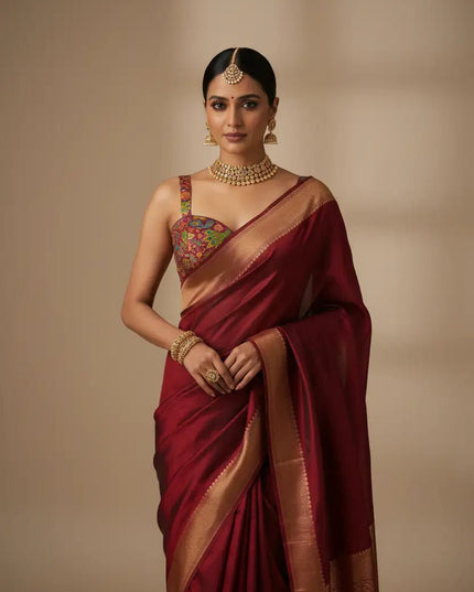 Premium Position Banarasi Mina Weaving Blouse | 12 Needle Work - Rosepetals Luxe
