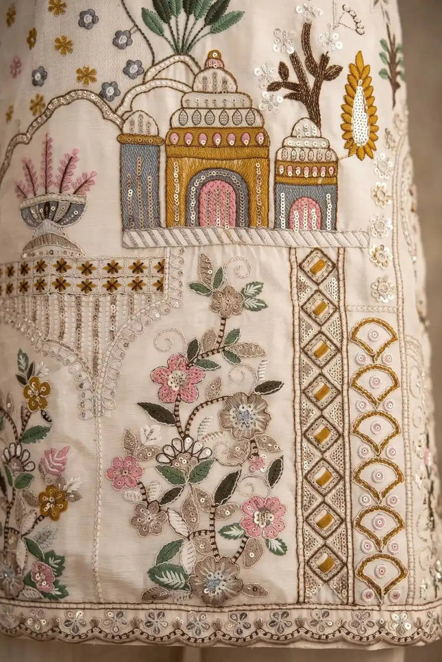 Premium Silk Embroidered Palazzo Suit Set with Handwork & Designer Dupatta – Festive Ethnic Wear - Rosepetals Luxe