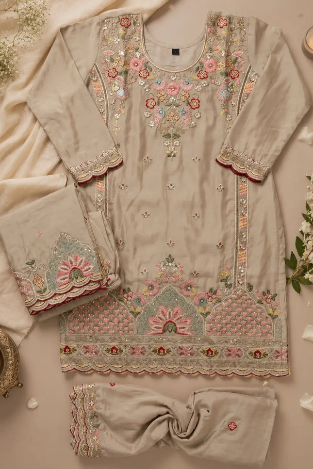 Premium Silk Embroidered Palazzo Suit Set with Handwork & Designer Dupatta – Festive Ethnic Wear - Rosepetals Luxe