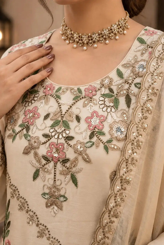 Premium Silk Embroidered Palazzo Suit Set with Handwork & Designer Dupatta – Festive Ethnic Wear - Rosepetals Luxe