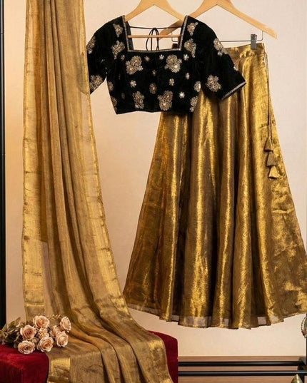 Premium Silk Half Saree Lehenga Set | Heavy Embroidery | 8M Flare | Ready to Wear - Rosepetals Luxe