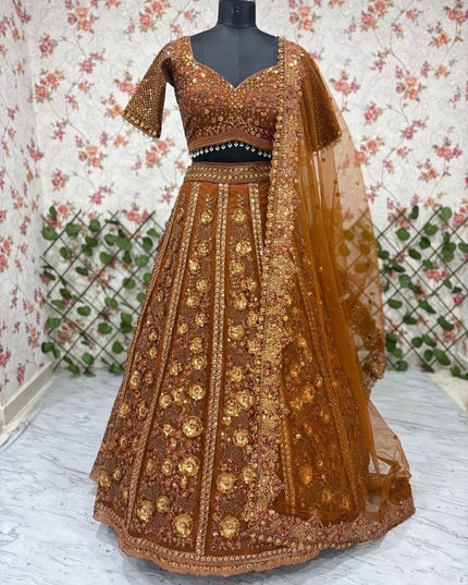 Premium Soft Butterfly Net Lehenga Choli With Embroidery & Heavy Glass Sequins Work - Rosepetals Luxe