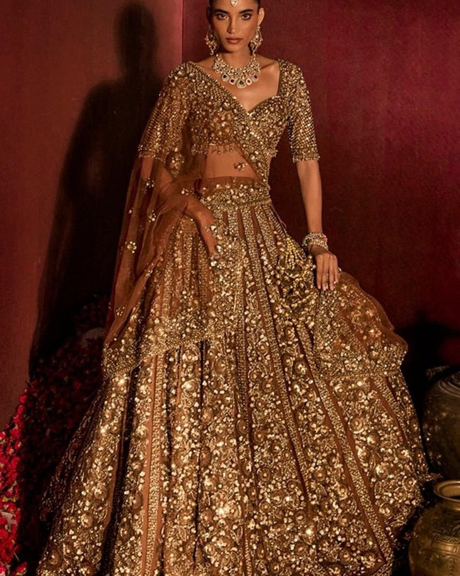Premium Soft Butterfly Net Lehenga Choli With Embroidery & Heavy Glass Sequins Work - Rosepetals Luxe