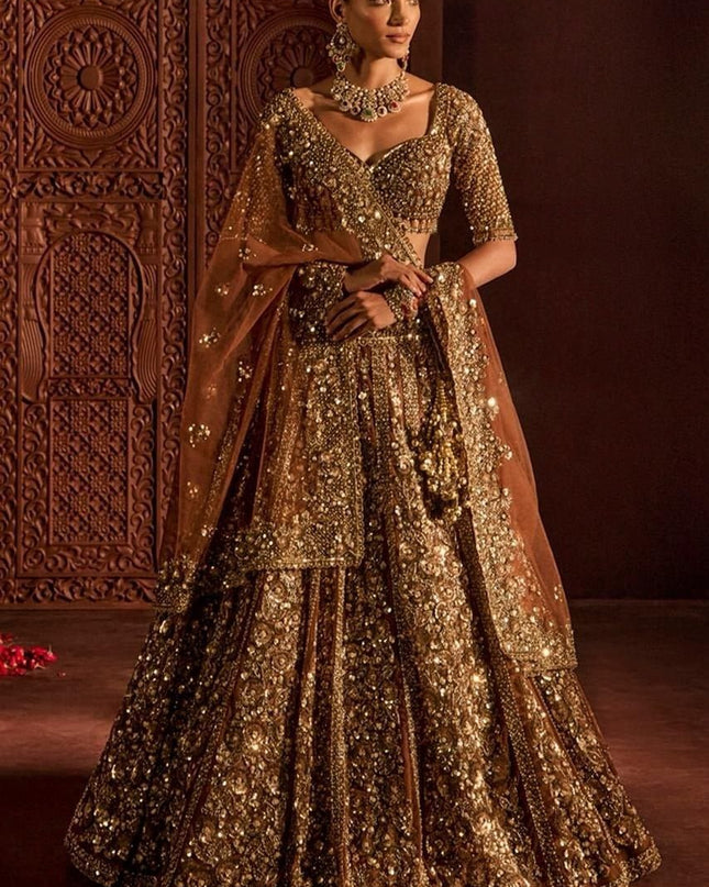 Premium Soft Butterfly Net Lehenga Choli With Embroidery & Heavy Glass Sequins Work - Rosepetals Luxe