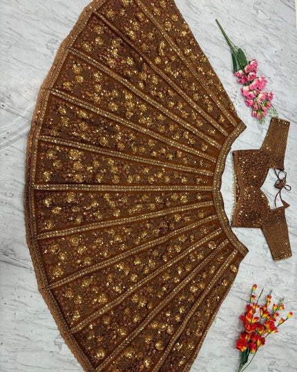Premium Soft Butterfly Net Lehenga Choli With Embroidery & Heavy Glass Sequins Work - Rosepetals Luxe