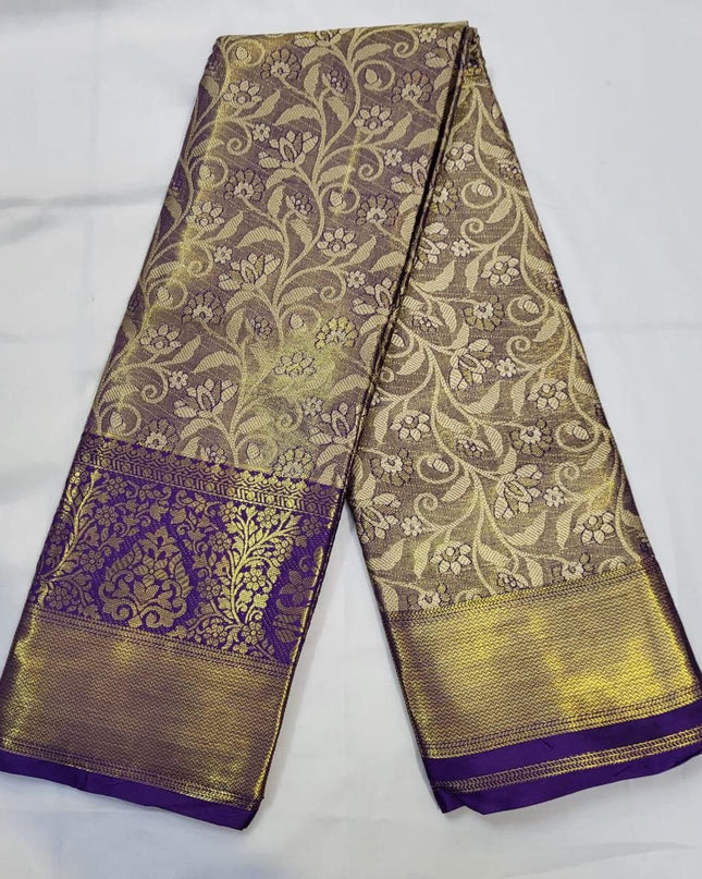 Premium Soft Kanjivaram Silk Saree with Zari Weaving Border & Rich Pallu - Rosepetals Luxe