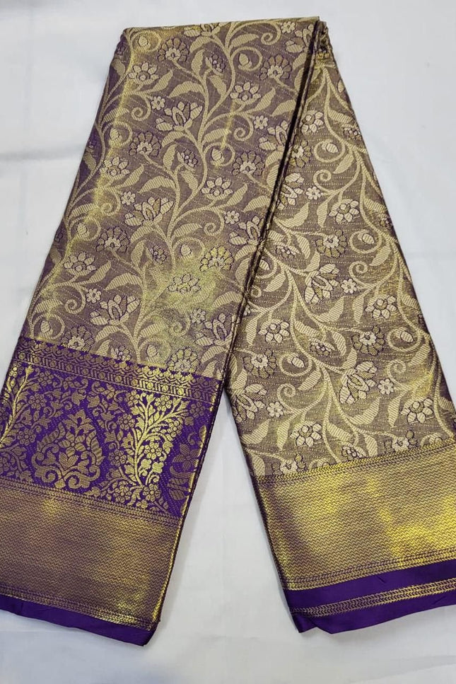 Premium Soft Kanjivaram Silk Saree with Zari Weaving Border & Rich Pallu - Rosepetals Luxe