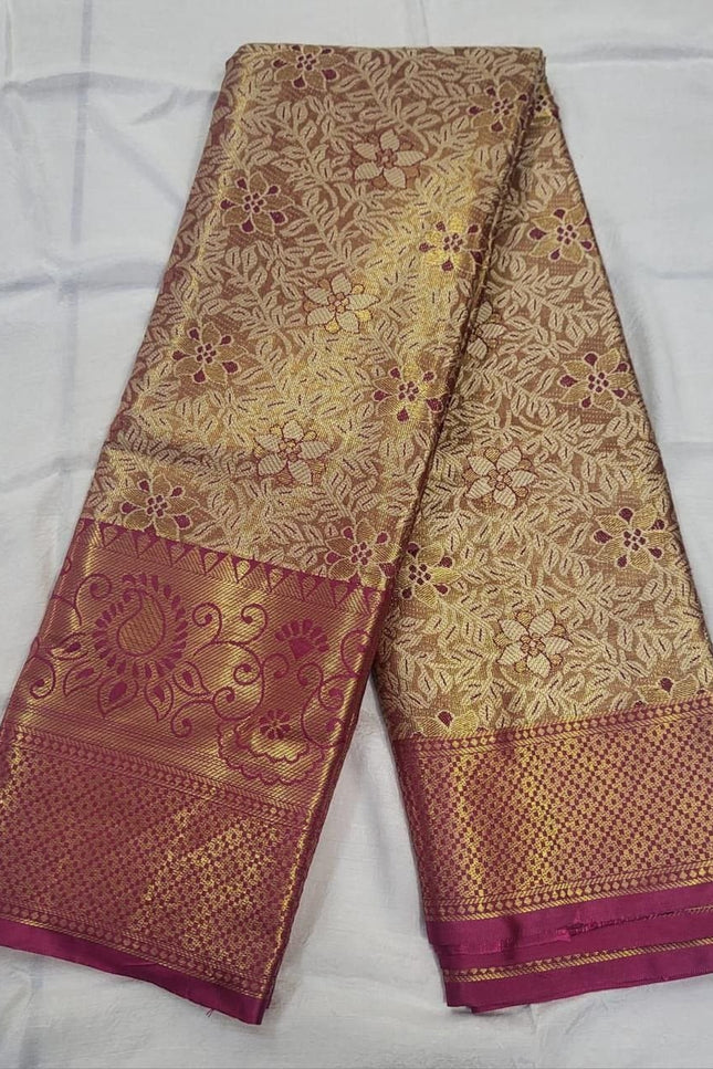 Premium Soft Kanjivaram Silk Saree with Zari Weaving Border & Rich Pallu - Rosepetals Luxe