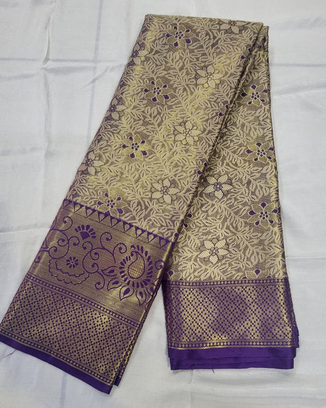 Premium Soft Kanjivaram Silk Saree with Zari Weaving Border & Rich Pallu - Rosepetals Luxe