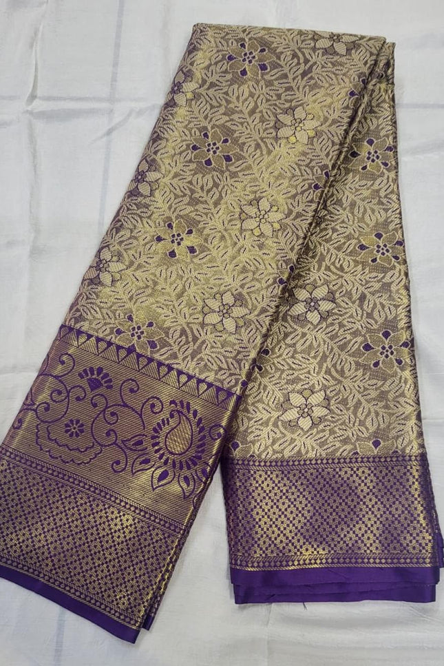 Premium Soft Kanjivaram Silk Saree with Zari Weaving Border & Rich Pallu - Rosepetals Luxe