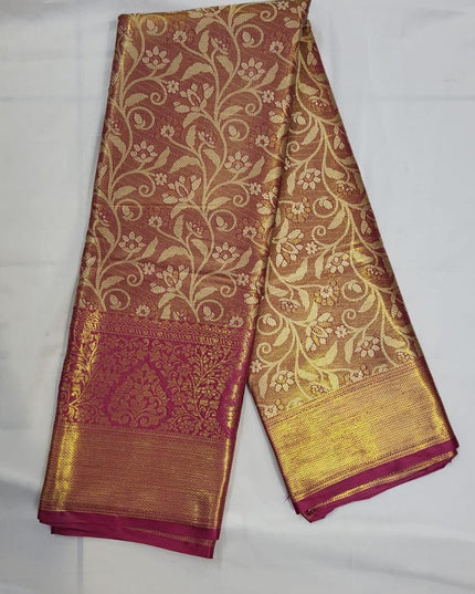 Premium Soft Kanjivaram Silk Saree with Zari Weaving Border & Rich Pallu - Rosepetals Luxe