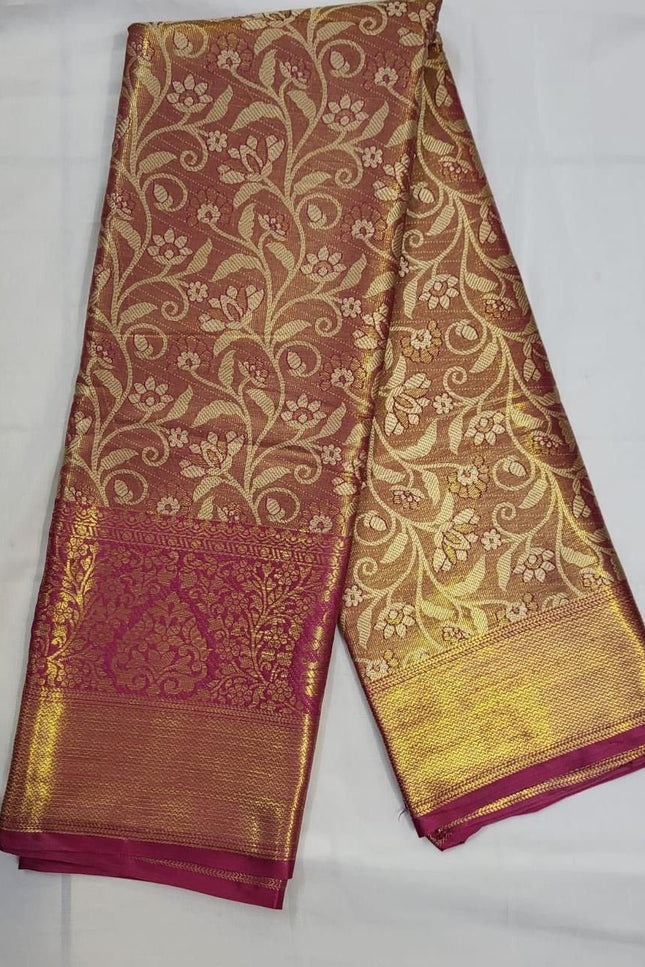 Premium Soft Kanjivaram Silk Saree with Zari Weaving Border & Rich Pallu - Rosepetals Luxe