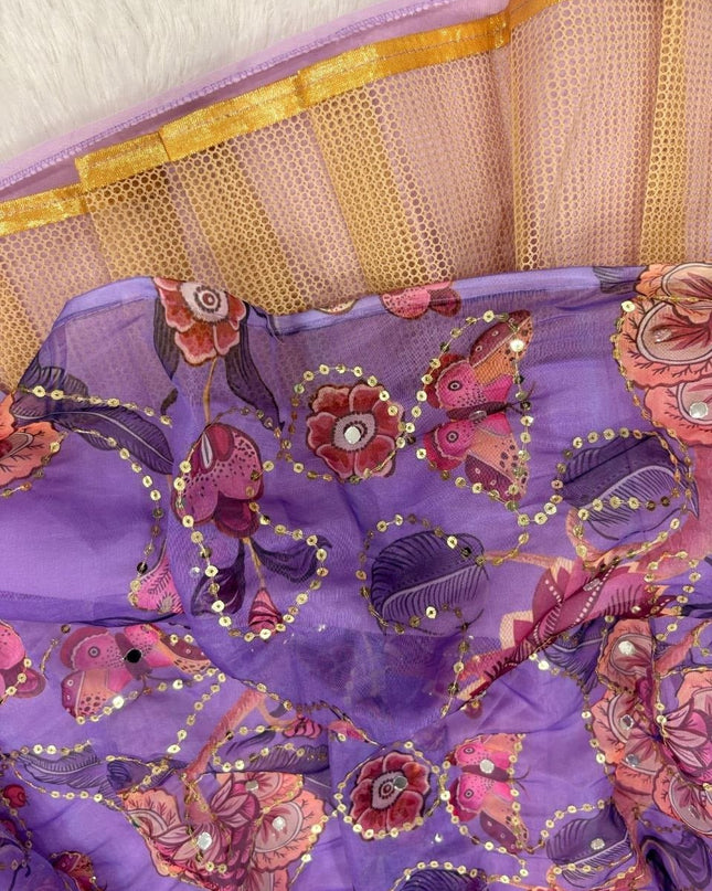 Premium Taby Silk Lehenga With Beautiful Embroidery Sequins Work - Rosepetals Luxe