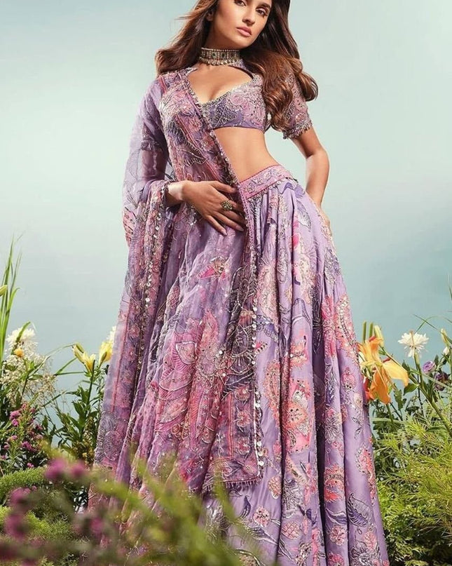 Premium Taby Silk Lehenga With Beautiful Embroidery Sequins Work - Rosepetals Luxe