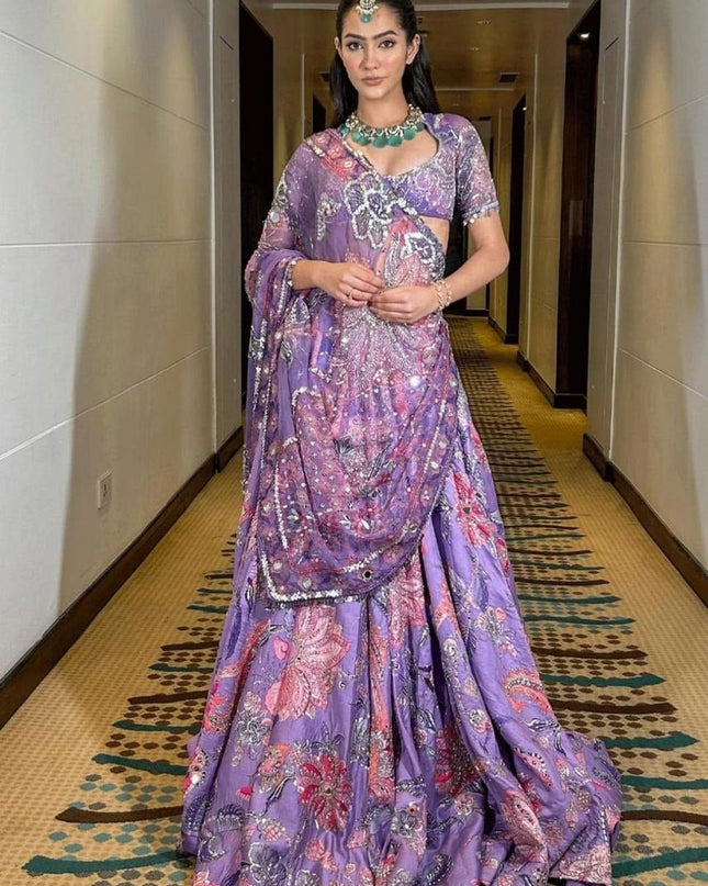 Premium Taby Silk Lehenga With Beautiful Embroidery Sequins Work - Rosepetals Luxe