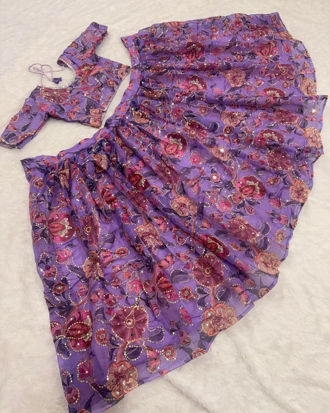 Premium Taby Silk Lehenga With Beautiful Embroidery Sequins Work - Rosepetals Luxe