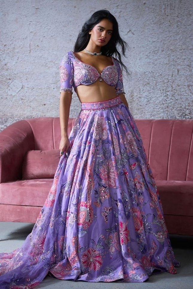 Premium Taby Silk Lehenga With Beautiful Embroidery Sequins Work - Rosepetals Luxe
