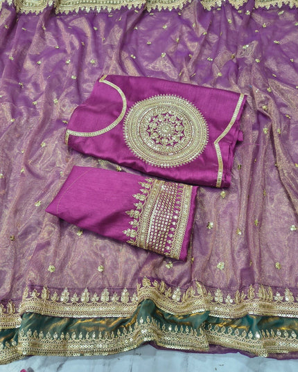 Premium Twill Net Saree | Embroidery, Sequins & Coding Work | Banglori Blouse | Wedding & Festive - Rosepetals Luxe