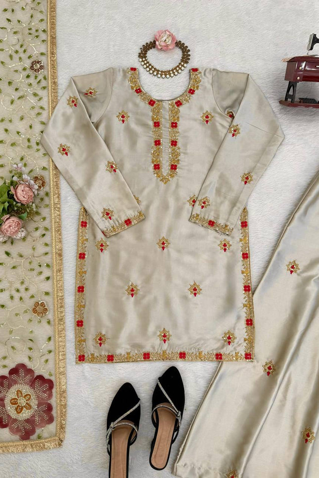 Premium Zapan Satin Silk Plazo Set | Elegant Ethnic Wear - Rosepetals Luxe