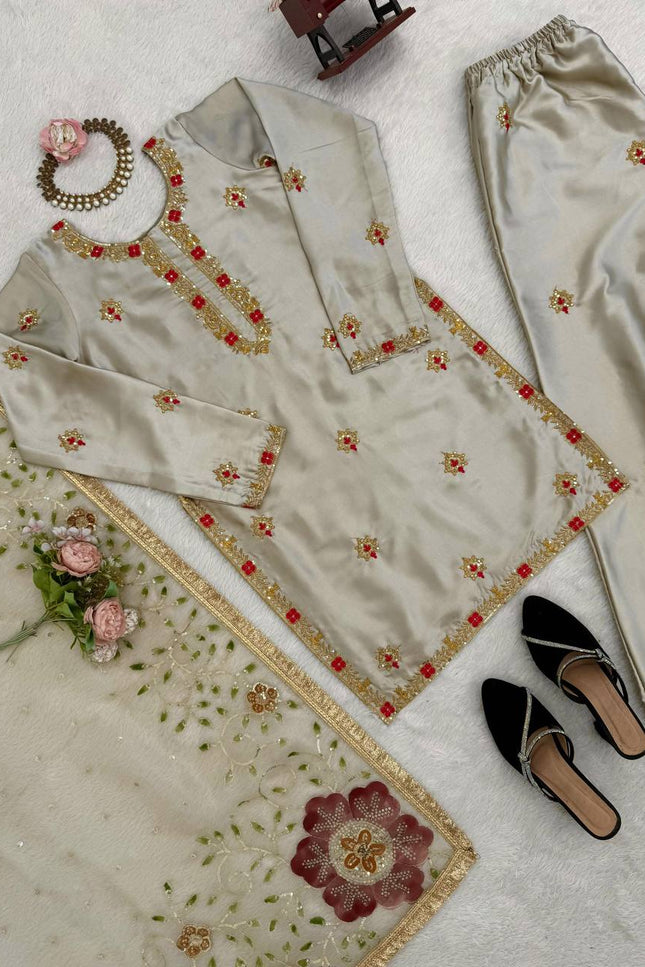Premium Zapan Satin Silk Plazo Set | Elegant Ethnic Wear - Rosepetals Luxe