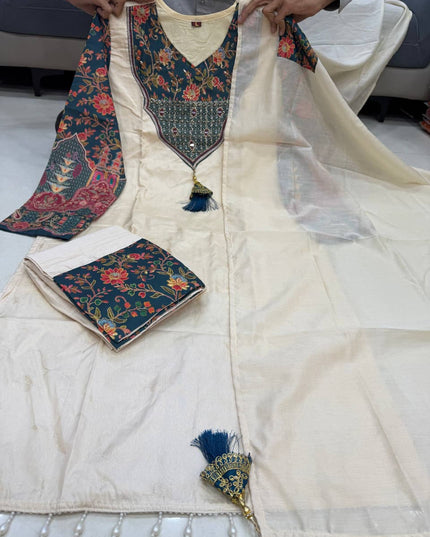 Pure Banarasi Weaving Suit Set with Zari Jacquard Dupatta – Jumkha Catalogue (4 Piece Set) - Rosepetals Luxe