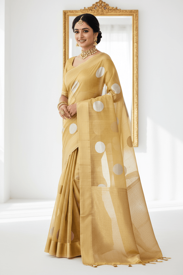 Pure Handloom Kora Silk Saree | Kaduwa Dollar Buta & Fancy Pallu | Silk Mark Certified | Rosepetals Luxe - Rosepetals Luxe