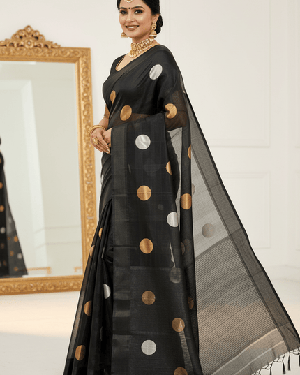 Pure Handloom Kora Silk Saree | Kaduwa Dollar Buta & Fancy Pallu | Silk Mark Certified | Rosepetals Luxe - Rosepetals Luxe