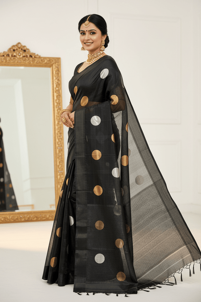 Pure Handloom Kora Silk Saree | Kaduwa Dollar Buta & Fancy Pallu | Silk Mark Certified | Rosepetals Luxe - Rosepetals Luxe