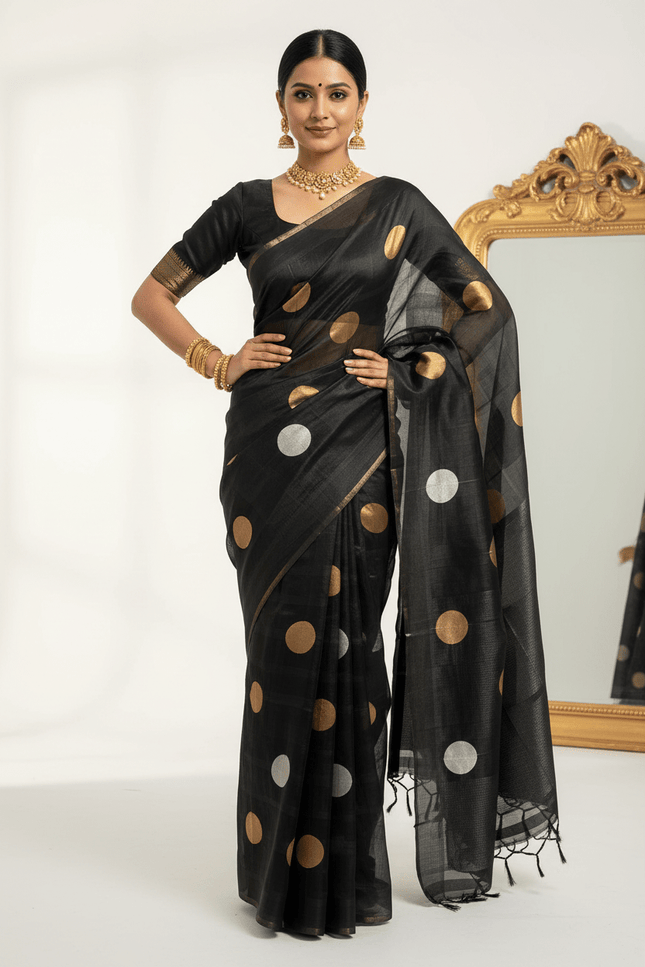 Pure Handloom Kora Silk Saree | Kaduwa Dollar Buta & Fancy Pallu | Silk Mark Certified | Rosepetals Luxe - Rosepetals Luxe