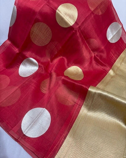Pure Handloom Kora Silk Saree | Kaduwa Dollar Buta & Fancy Pallu | Silk Mark Certified | Rosepetals Luxe - Rosepetals Luxe