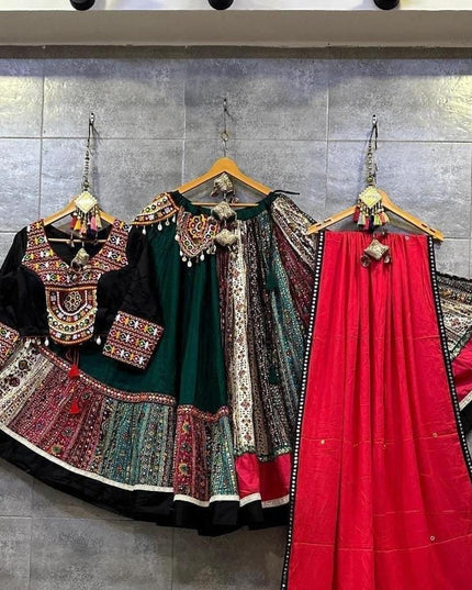 Pure Jaam Cotton Chaniya Choli | Original Gamthi Work | 10 Metre Flare | Navratri Garba - Rosepetals Luxe