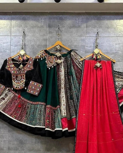 Pure Jaam Cotton Chaniya Choli | Original Gamthi Work | 10 Metre Flare | Navratri Garba - Rosepetals Luxe