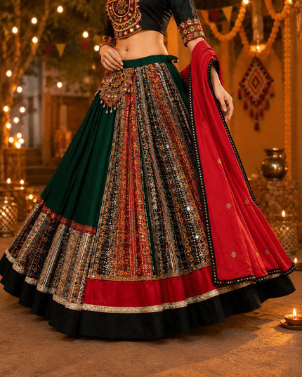 Pure Jaam Cotton Chaniya Choli | Original Gamthi Work | 10 Metre Flare | Navratri Garba - Rosepetals Luxe