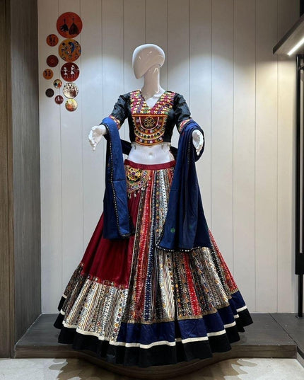 Pure Jaam Cotton Chaniya Choli | Original Gamthi Work | 10 Metre Flare | Navratri Garba - Rosepetals Luxe