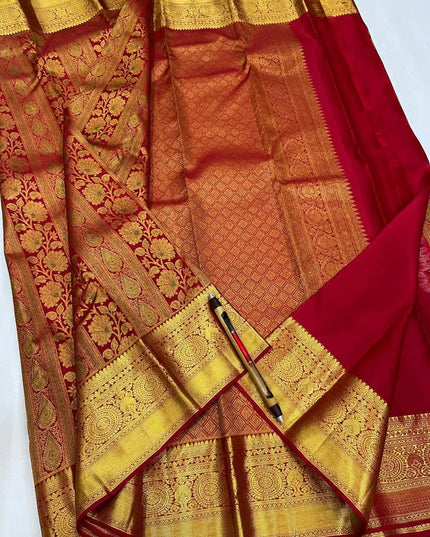 Pure Kanchipuram 2 Gram Gold Zari Bridal Saree | Silk Mark Certified | Handloom - Rosepetals Luxe
