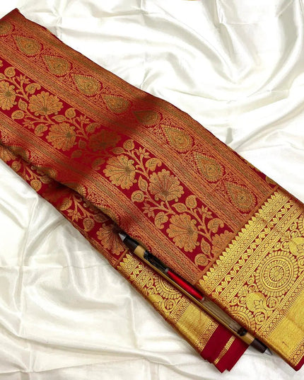 Pure Kanchipuram 2 Gram Gold Zari Bridal Saree | Silk Mark Certified | Handloom - Rosepetals Luxe