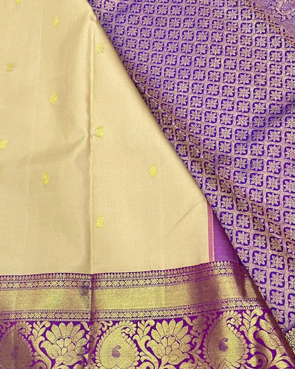 Pure Kanchipuram Handloom Silk Saree | Korvai Butta Design | Silk Mark Certified - Rosepetals Luxe