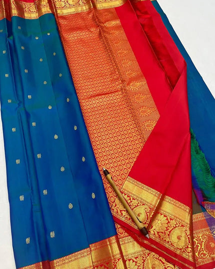Pure Kanchipuram Handloom Silk Saree | Korvai Butta Design | Silk Mark Certified - Rosepetals Luxe